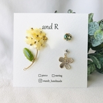 菜の花と蝶々、スワロフスキーのピアスセット