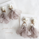 2way   チェーンbijou&シフォンタッセル　ピアス　イヤリング