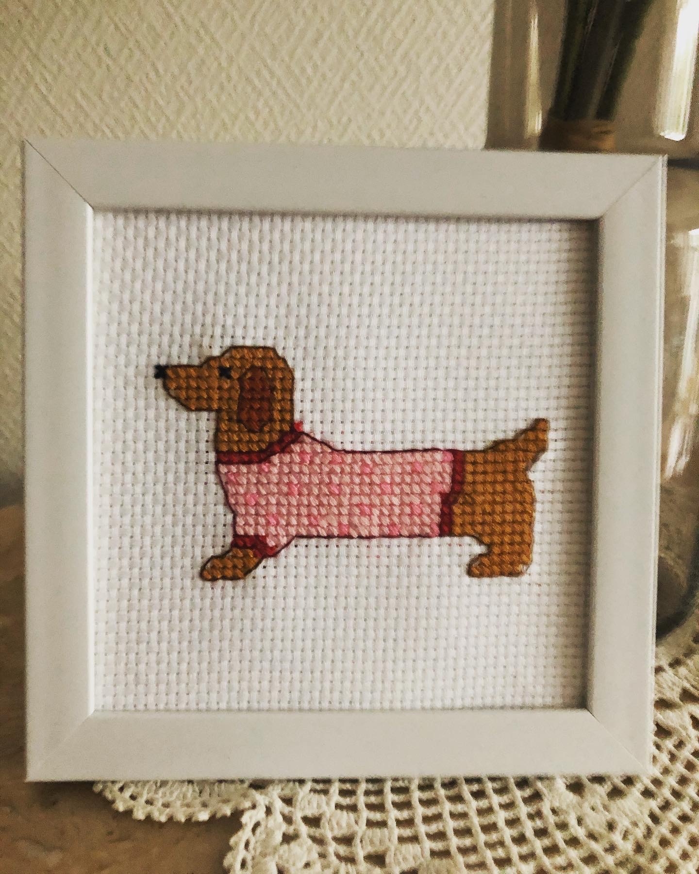 ミニチュアダックス♡女の子バージョン♡クロスステッチ♡刺繍