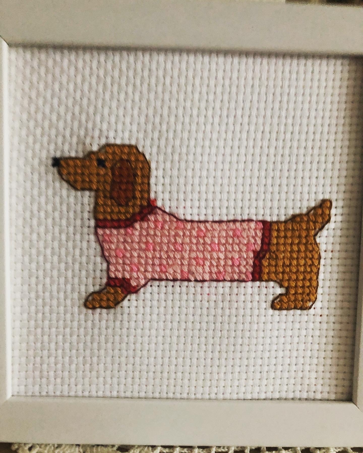 Z　ダックスパピーHAED25Cクロスステッチ刺繍完成品二点 Z ダックスパピーHAED25Cクロスステッチ刺繍完成品二点