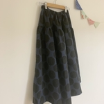 ＊big dots♪起毛ロングティアードスカート(navy black)＊