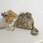 【限定セール】 2WAY インド刺繍　ブラウン巾着ショルダーバッグ　5