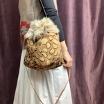 【chimie】1点のみ/2way drawstring bag-03/フランスニット×イタリア上質エコファー巾着