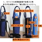 手提げな水筒カバー1.5L「紺と黒とヒッコリー」FFZ-1502 用ショルダーつき