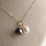 Akoya black and white necklace 14kgf