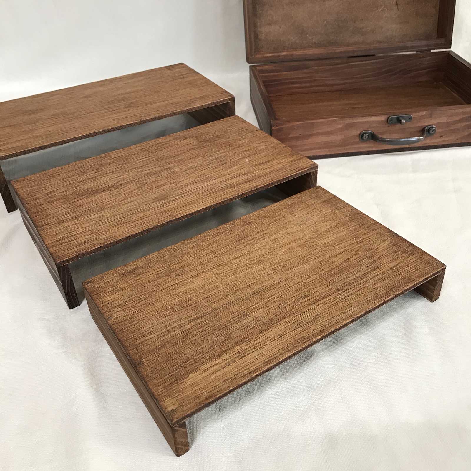 なー様　全３点　トランク型什器　アクセサリー台　 木製金庫 なー様 全3点 トランク型什器 アクセサリー台 木製金庫 なー様 全3