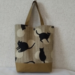黒猫のトートバッグ(ベージュ)