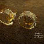16mm　raund フラット ガラス　ピアス 1ペア（色選択）