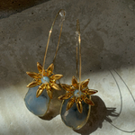 goldflowerアゲートスライスhoop earring