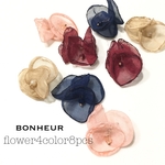 A288【送料無料】3連シフォンフラワー  アソート  4color8pcs