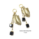 ４pcs★cube glass＋antique goldleaf charm（ガラス・アクリルチャーム）