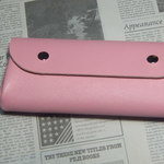 アコーディオン♪　長財布（レノマ型押し　ピンク）