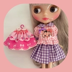 ネコちゃんギンガムブラウス ＆着せ替えスカートSET♡pink