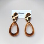 ゴールド 雫 イヤリング or ピアス(ブラウン)