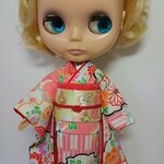 ブライス 着物 振袖 リカちゃん着物 振袖  ピンク 矢絣