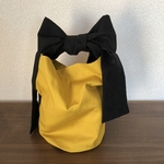 リボン結びbag   丸底タイプ　11号帆布　からし