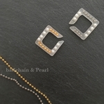 🅽🅴🆆【金属アレルギー対応】金属フリーイヤーカフ frosted ボールチェーン＆パール