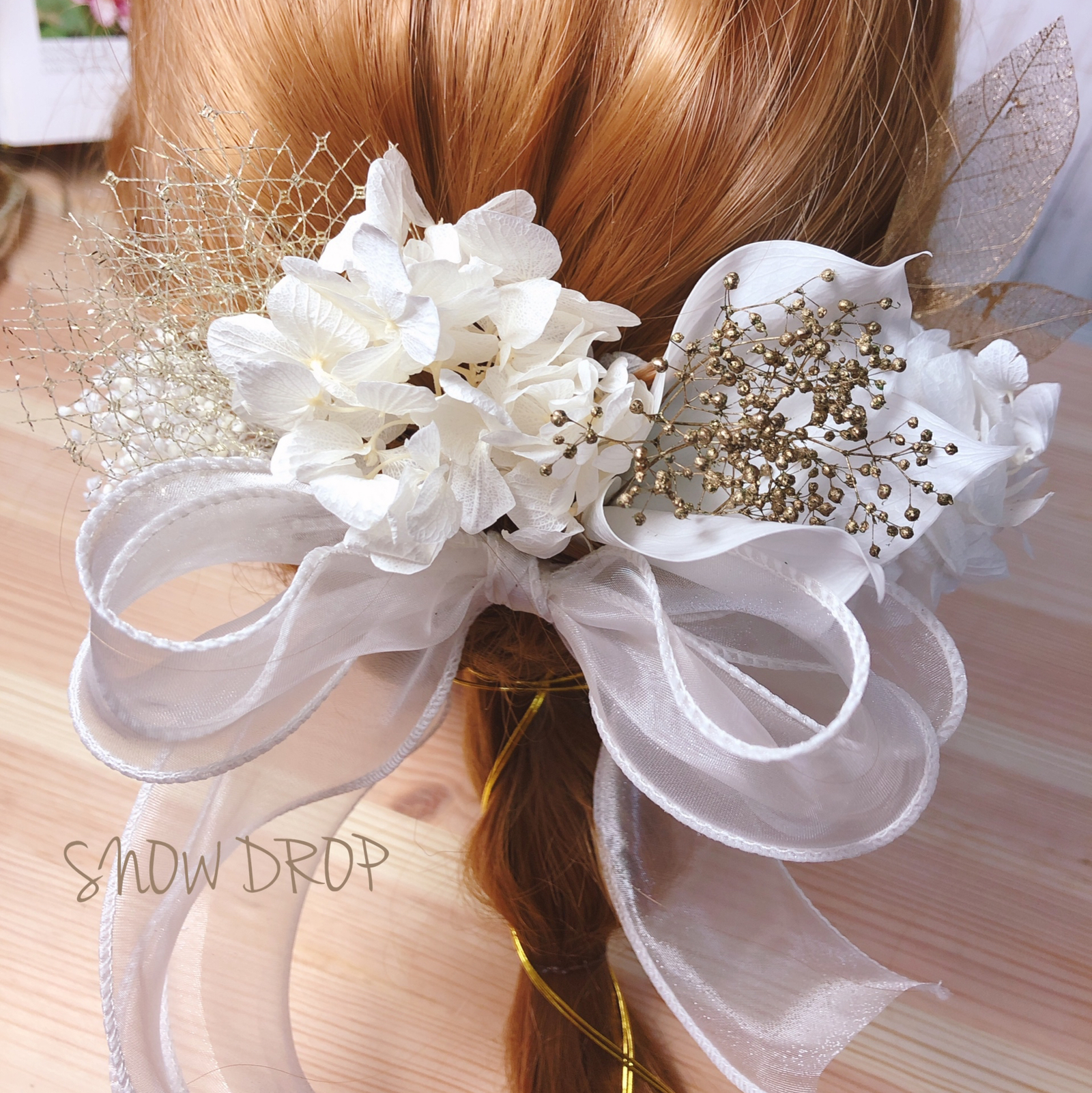 再販】チュールリボン♡ヘッドドレス♡二次会♡披露宴♡ウェディング