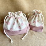 ２点セット お弁当袋コップ袋【ピンク花柄】