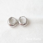 2pcs フープピアス ぷっくり シルバー
