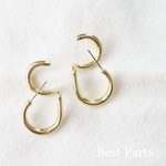 2pcs ピアスパーツ ダブルリング ゴールド