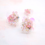 数量限定[星屑桜 春吹雪ビジューブーケ]ピアス/イヤリング/イヤーカフ▷水彩ジュエリー
