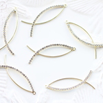 ラインストーン チャーム  ゴールド　6個 　Ｍ－155