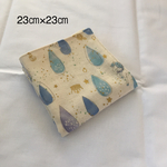 ダブルガーゼハンカチ しずく💧とユニコーン柄 ナチュラル×ブルー【23×23㎝】入園 入学