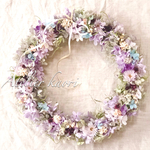 ラベンダーカラーの紫陽花リース (28cm)    結婚祝い  誕生日プレゼント 引越し祝い リース  フラワーリース  開店祝い  退職祝い  還暦祝い