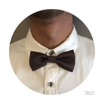 【TRES】蝶ネクタイ　dark brown ダークブラウン　レザー調蝶ネクタイ　men'sサイズ