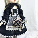 【ドール用】バッグ(ポシェット) 幼SD SDM 黒 ビーズ刺繍