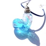 雲レジン☆ハートのお空☆虹の架け橋☆紐ネイビー