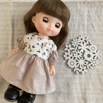 boggie様再販オーダーページ　ソランちゃんハンドメイド服　フローティングフローラ×海のブロードと刺繍入りチュールワンピース