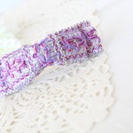 ラベンダー♪シルキー刺繍トリムのビンテージリボンバレッタ