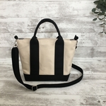 新作◇帆布のトートショルダーM◇キナリ×ブラック