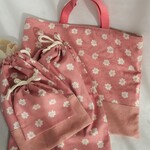 入園入学　グッツ　４点セット　レッスンバック　上履き入れ　おきがえ袋（体操着入れ）　コップ袋　キルティング　ピンク　女の子　北欧　シンプル