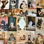 (再販×23)ニャンコの紙モノセットB＊コラージュ素材＊コラージュペーパー＊ジャンクジャーナル