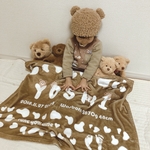 2021年限定　丑柄ミニクマフォントブランケットハニーブラウン（文字/裏面白）（名入り、手・足型入り）