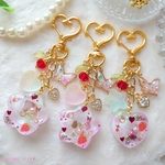 【お花】シャラシャラゆめコロン＊いちご レジン キーホルダー