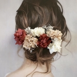 《再販》ドライフラワー ヘッドパーツ 髪飾り ヘアアクセサリー 和装 ブライダル 成人式 シャンパン 白 赤 レッド かすみ草