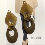 RUKIRIRIA #520  ベージュ×ブラウンピアス  大ぶりピアス 大ぶりイヤリング 