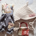 1271 ＊花かご猫オールインワン＆帽子＆布バッグ＊3点セット＊ブライスアウトフィット＊blythe outfit＊