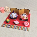 つまみ細工 おひなさま ・お雛様・ひな祭り / ちりめん　ひな人形　ミニ飾り