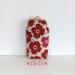 北欧風花柄（赤系）＊がま口メガネケース