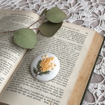 刺繍ヘアゴムorブローチ『ミモザ』