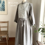 ＊毛糸刺しゅうが、素敵なチュニックワンピース＊アイスグレー＊暮らしの店sacchi＊