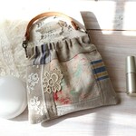 regu...様専用ページです。アンティークリネン持ち手付きポーチ*モバイル*バッグチャーム*メガネケース