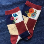 手縫い刺繍＊〜POP〜左右柄違い靴下(トリコロール)