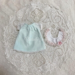 ChatonWeegie 布花付きつけ襟とふんわりスモッグOPset(ブルー)