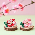 数量限定【桃の花のヘアクリップ】  つまみ細工